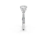 White gold Radiant Cut Diamond Engagement Ring with Bezel Set Round Side Stones and Prong Setting_75