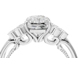 White gold Radiant Cut Diamond Engagement Ring with Bezel Set Round Side Stones and Prong Setting_76