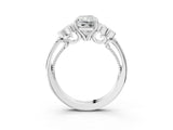White gold Radiant Cut Diamond Engagement Ring with Bezel Set Round Side Stones and Prong Setting_76