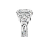 White gold Radiant Cut Diamond Engagement Ring with Bezel Set Round Side Stones and Prong Setting_78