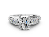White gold Radiant Cut Diamond Engagement Ring with Pavé Band and Four-Prong Setting_41
