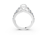 White gold Radiant Cut Diamond Engagement Ring with Pavé Band and Four-Prong Setting_44