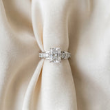 White gold Radiant Cut Diamond Engagement Ring with Pavé Band and Four-Prong Setting_64
