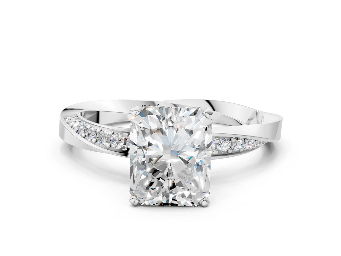 White gold Radiant Cut Diamond Engagement Ring with Side Stone Accents and Four-Prong Setting_56