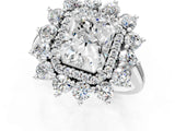 White gold Radiant Cut Diamond Floral Double Halo Engagement Ring with Prong Setting_92