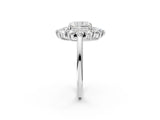 White gold Radiant Cut Diamond Floral Double Halo Engagement Ring with Prong Setting_93