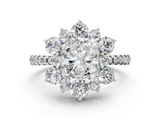 White gold Radiant Cut Diamond Floral Halo Pave Band with Prong Setting_37