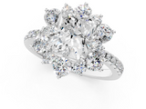 White gold Radiant Cut Diamond Floral Halo Pave Band with Prong Setting_38