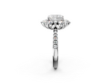White gold Radiant Cut Diamond Floral Halo Pave Band with Prong Setting_39