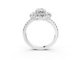 White gold Radiant Cut Diamond Floral Halo Pave Band with Prong Setting_40