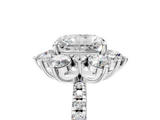 White gold Radiant Cut Diamond Floral Halo Pave Band with Prong Setting_42