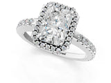 White gold Radiant Cut Diamond Halo Engagement Ring with Pavé Band and Prong Setting_28