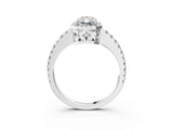 White gold Radiant Cut Diamond Halo Engagement Ring with Pavé Band and Prong Setting_30
