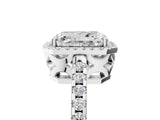 White gold Radiant Cut Diamond Halo Engagement Ring with Pavé Band and Prong Setting_32
