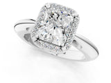 White gold Radiant Cut Diamond Halo Engagement Ring with Split Shank and Four-Prong Setting_116