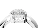 White gold Radiant Cut Diamond Halo Engagement Ring with Split Shank and Four-Prong Setting_118