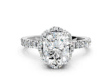 White gold Radiant Cut Diamond Halo Pave Band with Four-Prong Setting_3