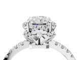 White gold Radiant Cut Diamond Halo Pave Band with Four-Prong Setting_7