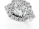 White gold Radiant Cut Diamond Halo Ring with Pavé Band and Four-Prong Setting_81