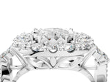 White gold Radiant Cut Diamond Halo Ring with Pavé Band and Four-Prong Setting_82