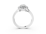 White gold Radiant Cut Diamond Halo Ring with Round Brilliant Halo and Solitaire Band_119