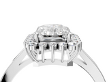 White gold Radiant Cut Diamond Halo Ring with Round Brilliant Halo and Solitaire Band_120
