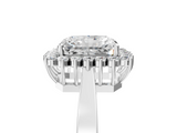 White gold Radiant Cut Diamond Halo Ring with Round Brilliant Halo and Solitaire Band_121
