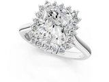 White gold Radiant Cut Diamond Halo Ring with Solitaire Band and Prong Setting_84