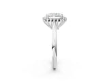 White gold Radiant Cut Diamond Halo Ring with Solitaire Band and Prong Setting_85