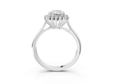 White gold Radiant Cut Diamond Halo Ring with Solitaire Band and Prong Setting_86