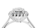 White gold Radiant Cut Diamond Halo Ring with Solitaire Band and Prong Setting_87