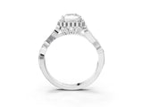 White gold Radiant Cut Diamond Halo Ring with Vintage Split Shank and Four-Prong Setting_50