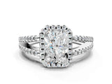 White gold Radiant Cut Diamond Halo Split Shank Engagement Ring_40