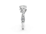White gold Radiant Cut Diamond  Halo Twist Band Solitaire Prong Setting Ring_122