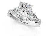 White gold Radiant Cut Diamond  Halo Twist Band Solitaire Prong Setting Ring_122