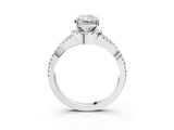 White gold Radiant Cut Diamond  Halo Twist Band Solitaire Prong Setting Ring_122