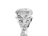 White gold Radiant Cut Diamond  Halo Twist Band Solitaire Prong Setting Ring_126