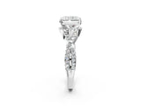 White gold Radiant Cut Diamond  Halo Twist Band Solitaire Prong Setting Ring_62