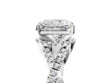 White gold Radiant Cut Diamond  Halo Twist Band Solitaire Prong Setting Ring_65
