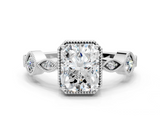 White gold Radiant Cut Diamond Milgrain Marquise Band with Prong Setting_5