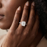White gold Radiant Cut Diamond Pavé Band Ring with Four-Prong Setting_14