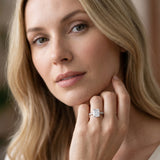 White gold Radiant Cut Diamond Pavé Band Solitaire Ring with Prong Setting_273