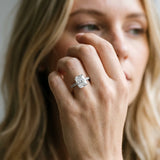 White gold Radiant Cut Diamond Pavé Band Solitaire Ring with Prong Setting_274