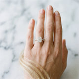 White gold Radiant Cut Diamond Pavé Band Solitaire Ring with Prong Setting_325
