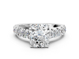 White gold Radiant Cut Diamond Pavé Band Solitaire with Four-Prong Setting_35