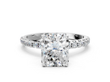 White gold Radiant Cut Diamond Pavé Band Solitaire with Four-Prong Setting_3