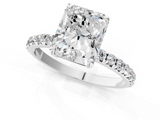White gold Radiant Cut Diamond Pavé Band Solitaire with Four-Prong Setting_4