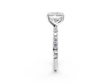White gold Radiant Cut Diamond Pavé Band Solitaire with Four-Prong Setting_5