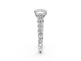 White gold Radiant Cut Diamond Pavé Band Solitaire with Four-Prong Setting_60