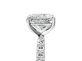 White gold Radiant Cut Diamond Pavé Band Solitaire with Four-Prong Setting_8